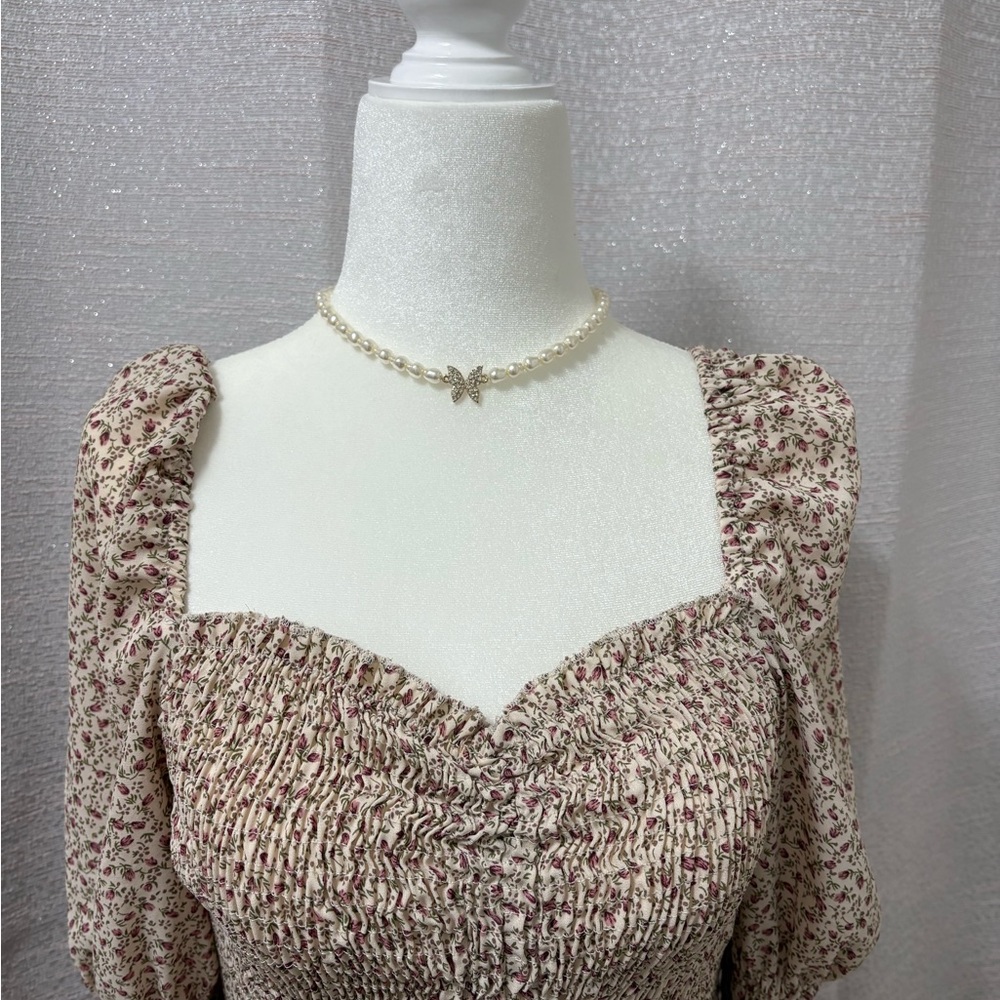 Blush Womens Cottagecore Smocked Floral Mini Dress Size Small Coquette Fairycore - Picture 6 of 15